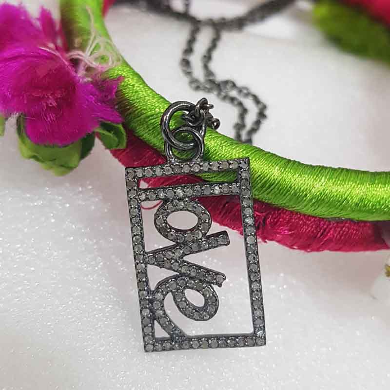 Antique Love Word Shape Handmade Designer Silver Pendent