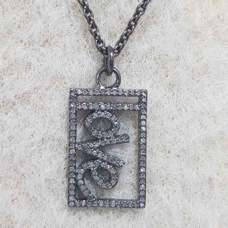 Antique Love Word Shape Handmade Designer Silver Pendent