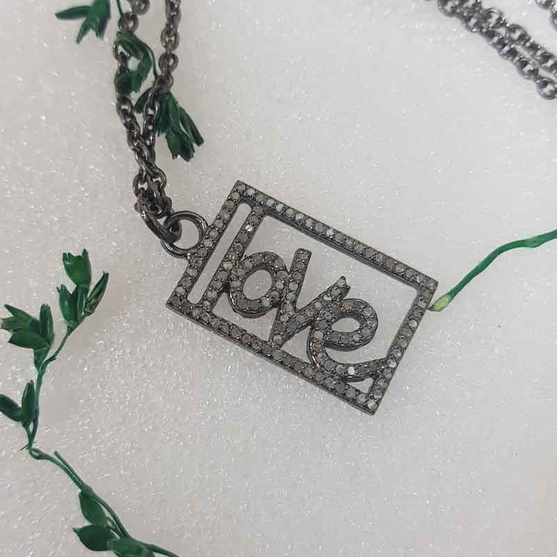 Antique Love Word Shape Handmade Designer Silver Pendent