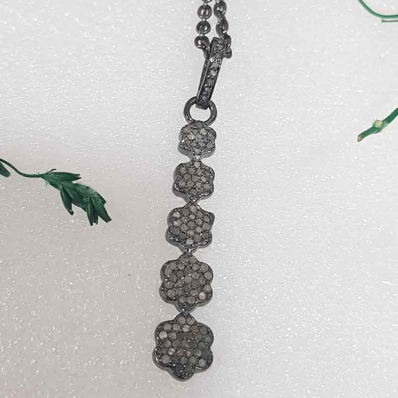 Super Stylish Pave Diamond Fancy Designer Silver Pendent