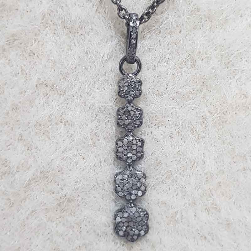 Super Stylish Pave Diamond Fancy Designer Silver Pendent