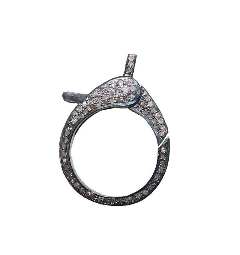 Round Designer Fancy Style Clasp With Pave Diamond