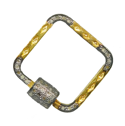 Square Shaped Designer Screw Lobsters Locks With Pave Diamonds