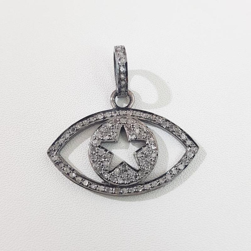 Elegant Fancy Style Evil Eye Designer Pendant With Pave Diamond