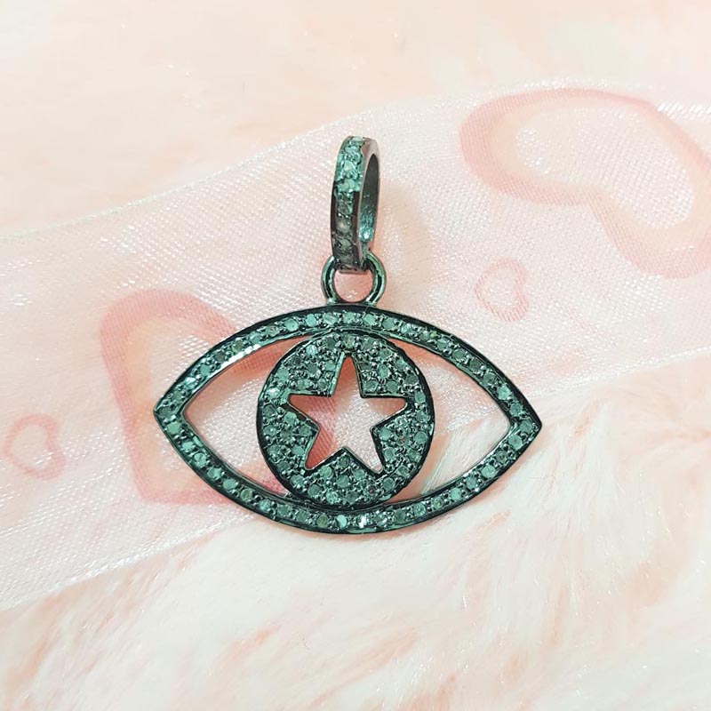 Elegant Fancy Style Evil Eye Designer Pendant With Pave Diamond