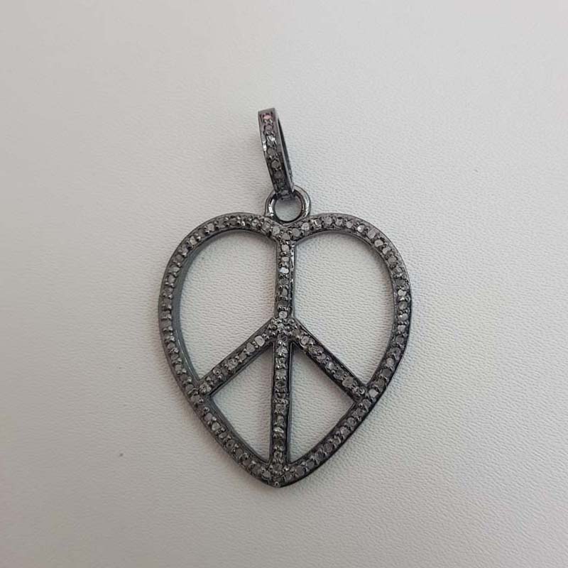 Beautiful Black Pave Diamond Peace Pendant