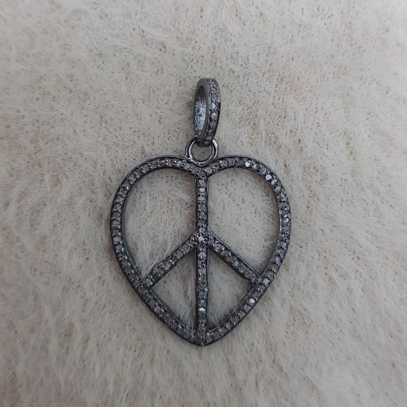 Beautiful Black Pave Diamond Peace Pendant