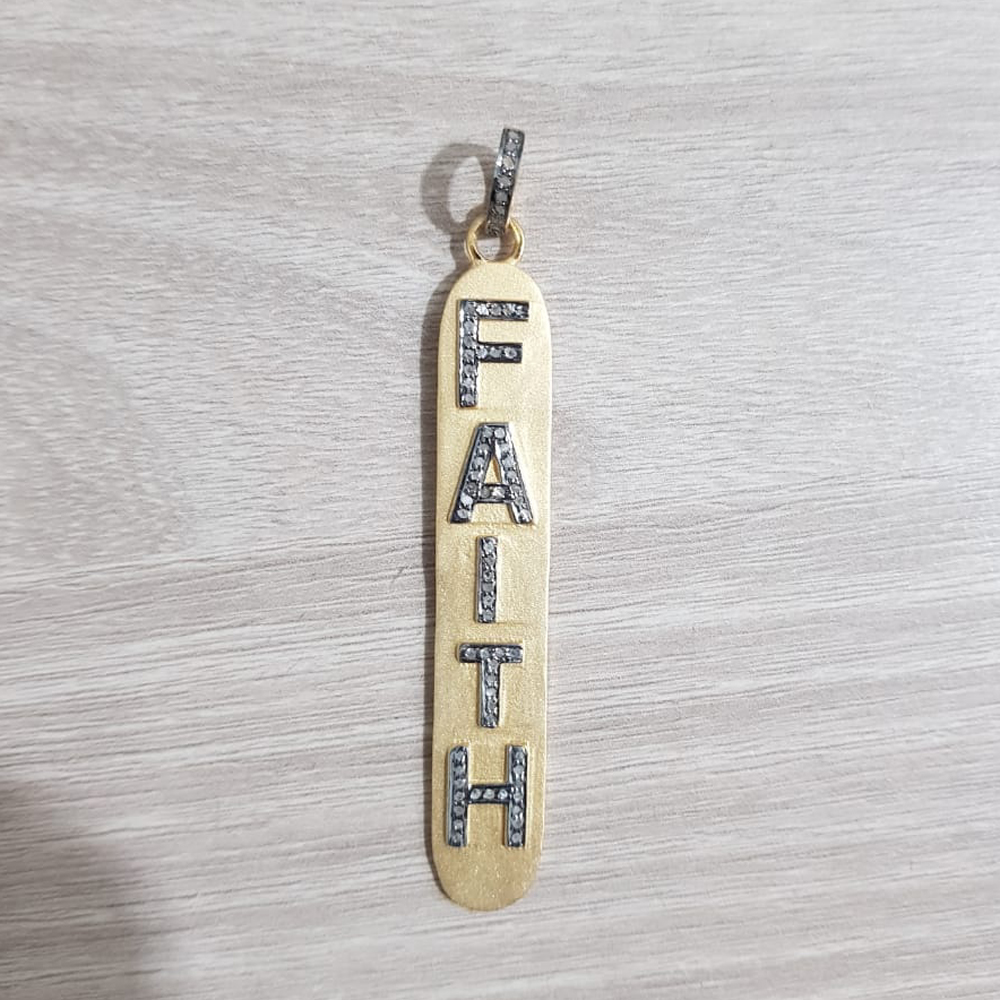 Attractive Pave Diamond Handmade Fancy Designer Faith Pendent