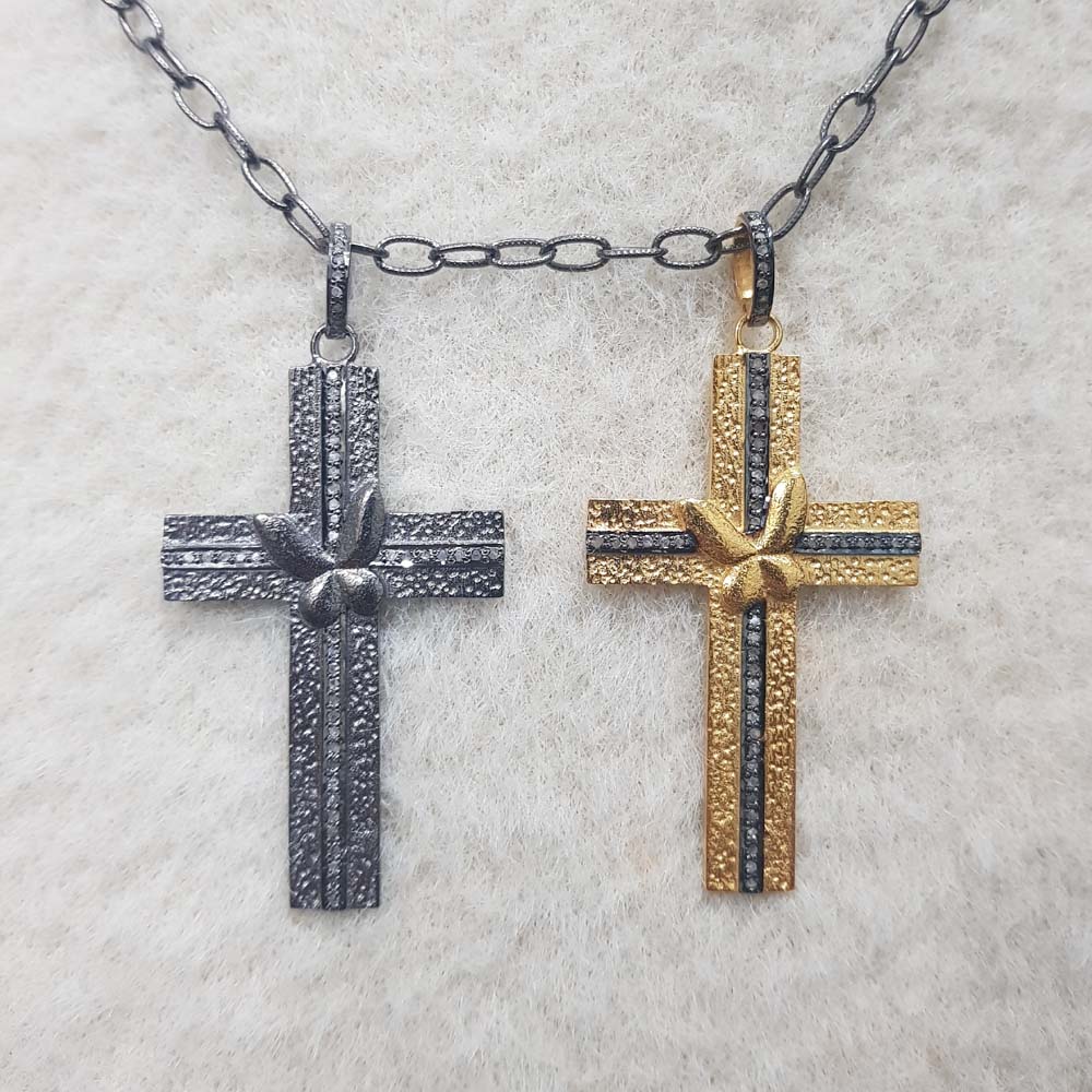 Attractive Pave Diamond Handmade Cross Pendent