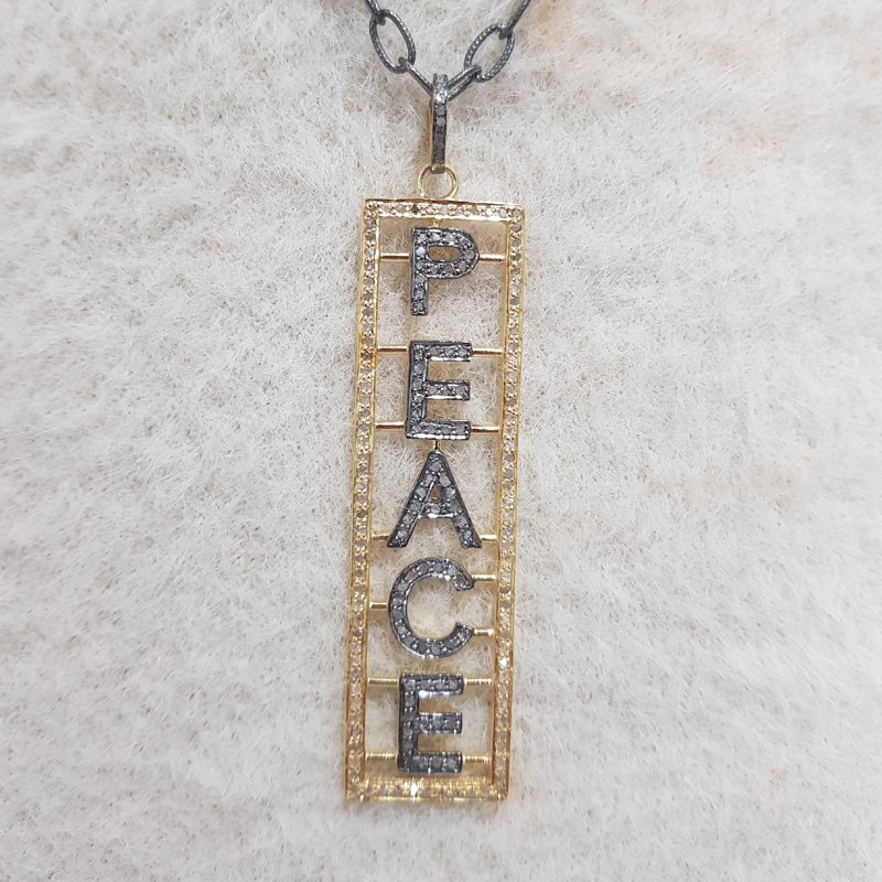 Attractive Pave Diamond Designer Peace Tag Pendent