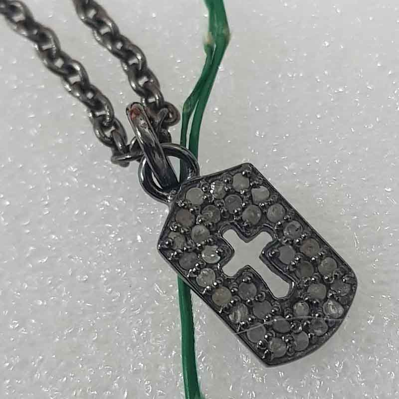 Attractive Pave Diamond Cross Tag Pendent