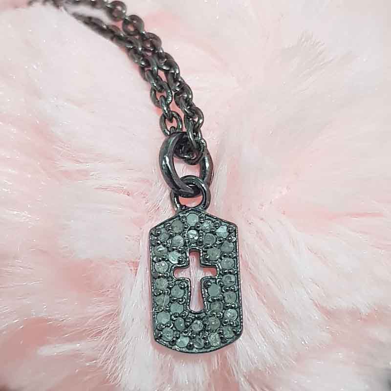 Attractive Pave Diamond Cross Tag Pendent