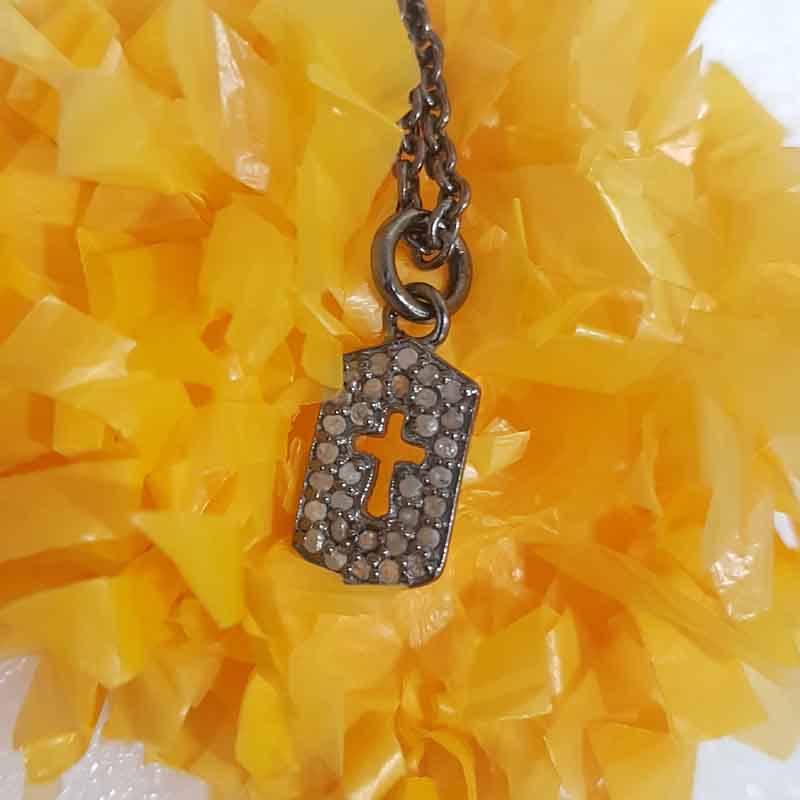 Attractive Pave Diamond Cross Tag Pendent