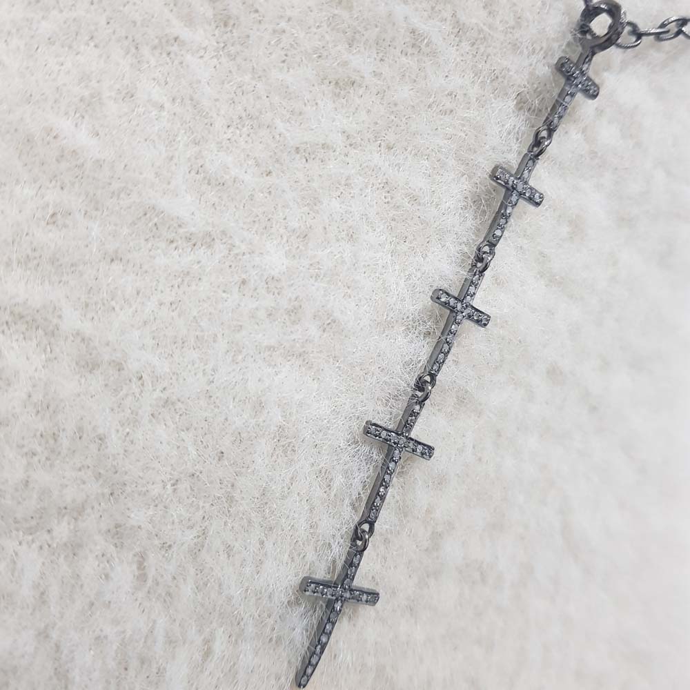 Unique Designer Handmade Pave Diamond Long Hanging Cross Pendent