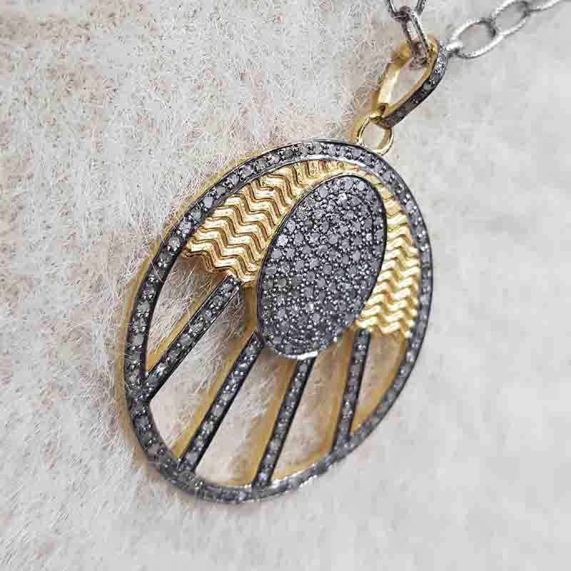 Yellow And Black Handmade Style Pave Diamond Fancy Designer Pendent