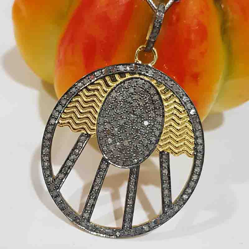 Yellow And Black Handmade Style Pave Diamond Fancy Designer Pendent