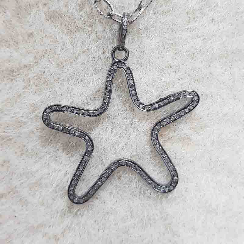 Unique Star Pendent With Pave Diamond Layers