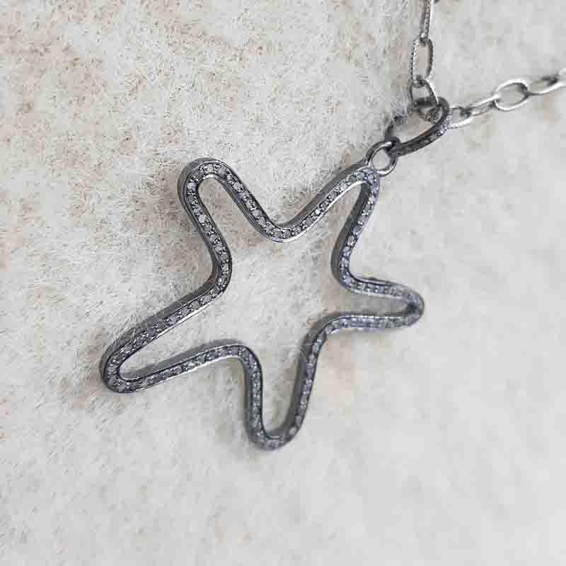 Unique Star Pendent With Pave Diamond Layers