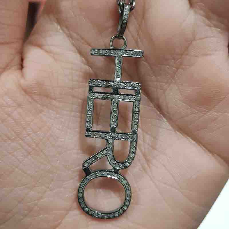 Fancy Designer Pave Diamond 925 Sterling Silver Hero Pendent