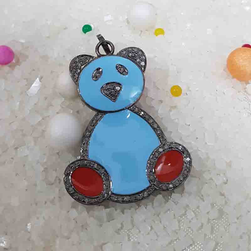 Gorgeous Enamel Teddy Bear Pendent