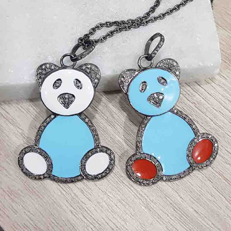 Gorgeous Enamel Teddy Bear Pendent