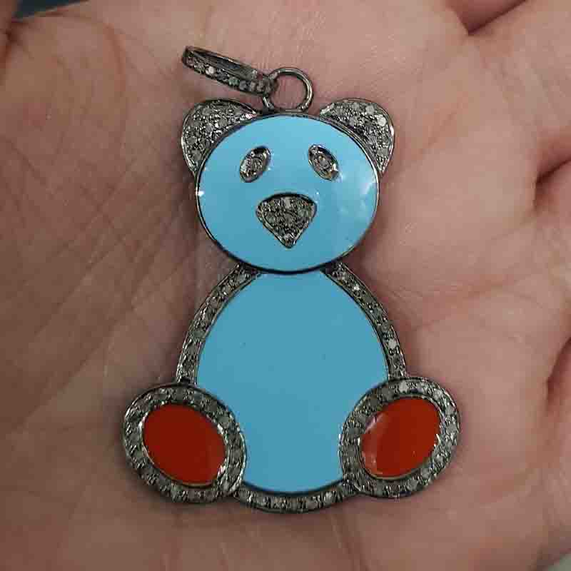 Gorgeous Enamel Teddy Bear Pendent