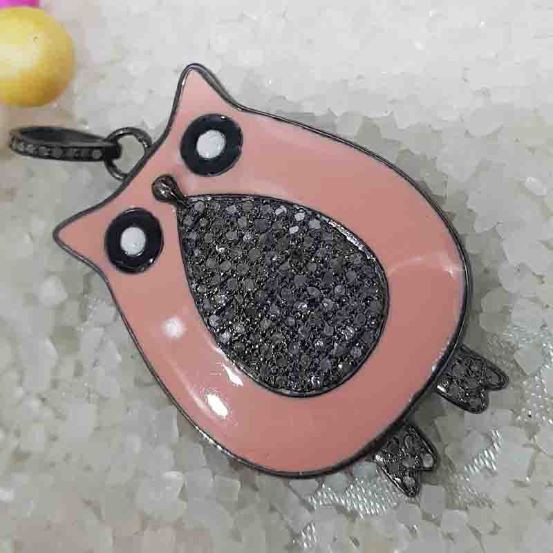 Stylish Owl Designer Pave Diamond pendent