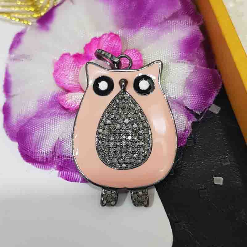 Stylish Owl Designer Pave Diamond pendent