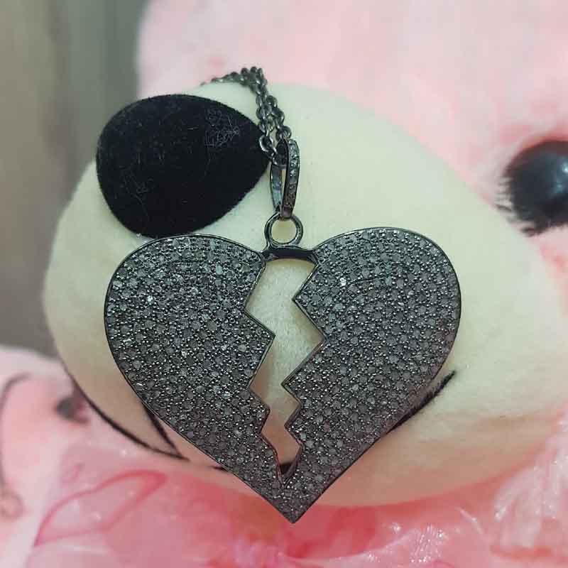 Fully Pave Diamond Setting Handmade Designer Heart Break Pendent