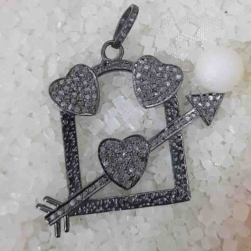 Glorious Handmade Designer Fancy Designer Pendent With Joined Pave Hearts And Arrowhead