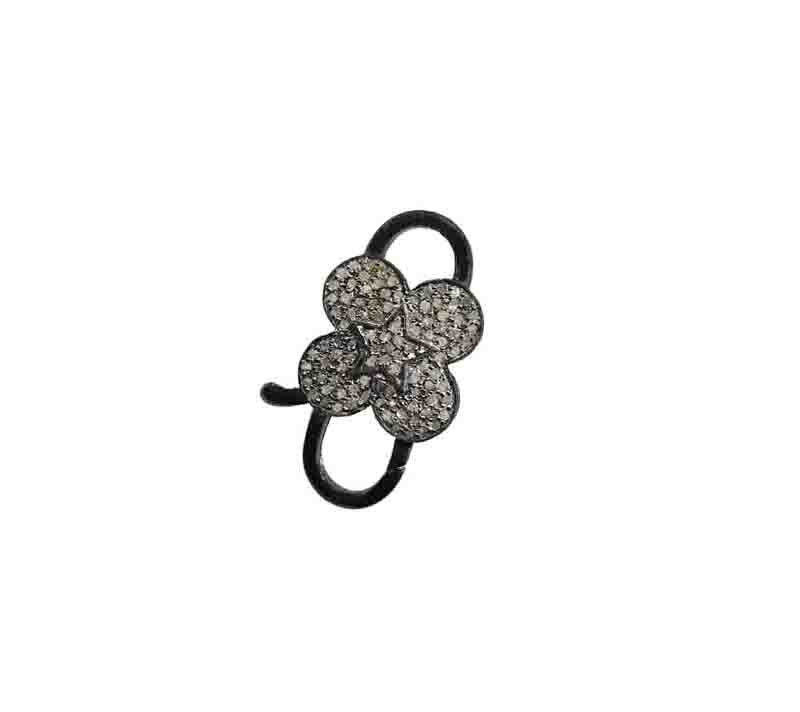 Designer Spring Clasp With Layers of Natural Pave Diamond Star