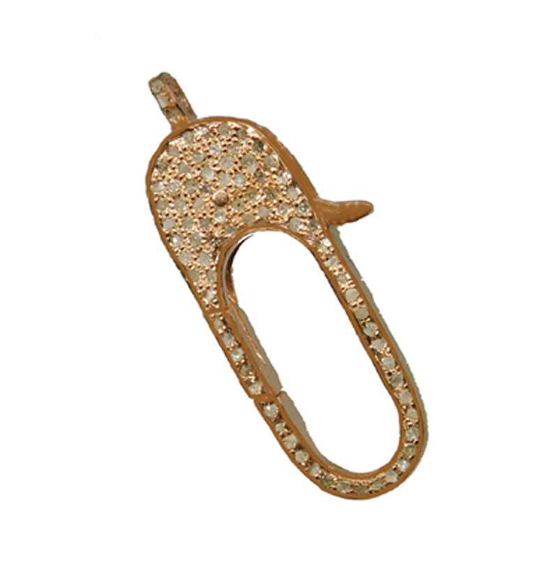 Oval Shaped Stylish Designer Pave Diamond Silver Screw Clasps/Lobster