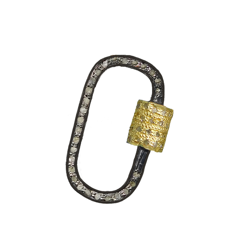 Oval Shaped Pave Diamond Designer Screw Clasps/Lobster