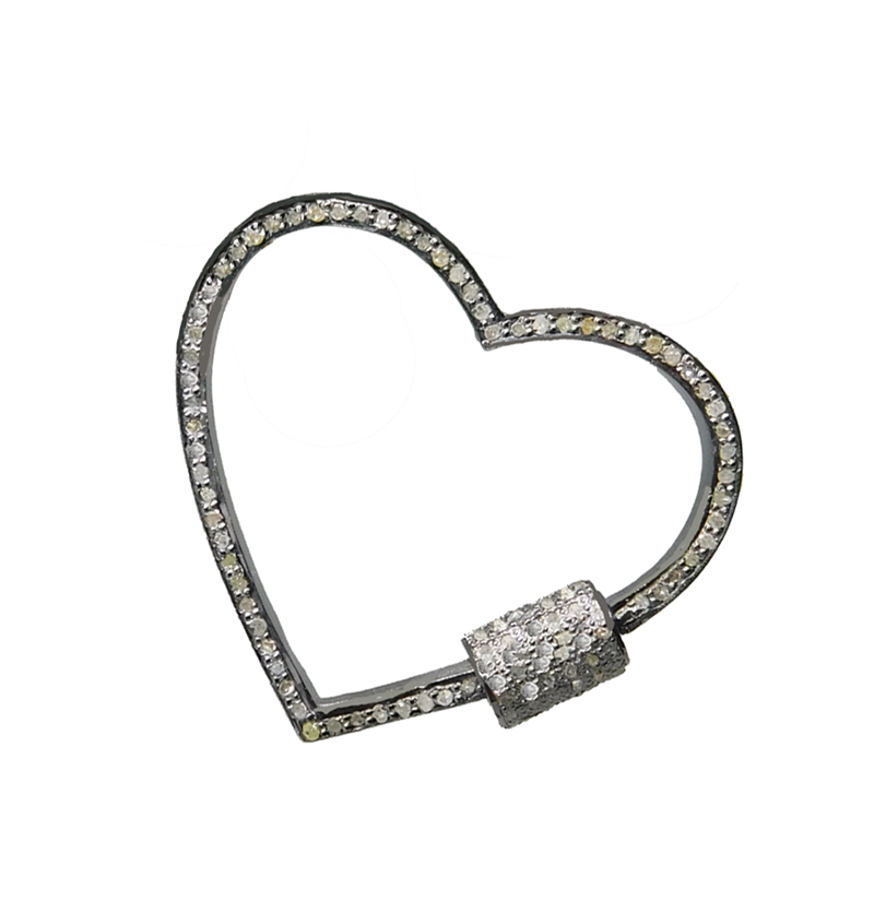 Heart Shaped Screw Lock Pave Diamond Clasp