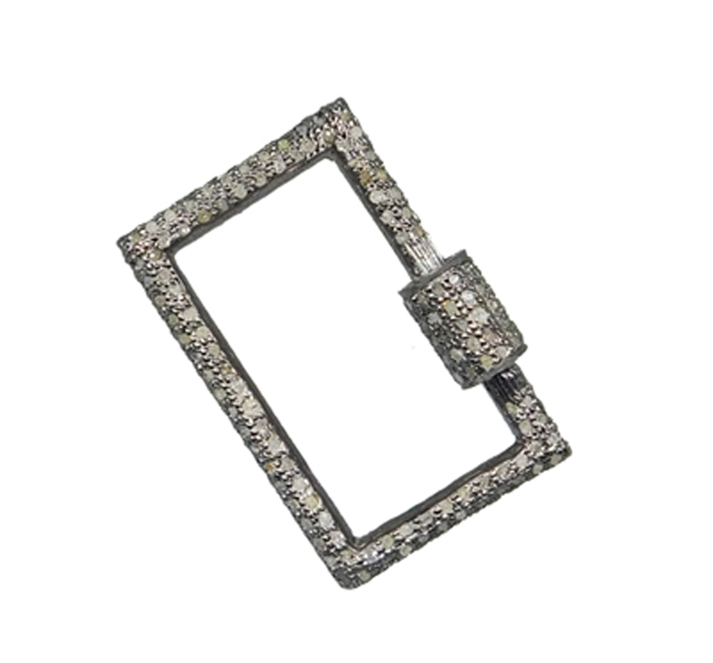 925 Sterling Silver Natural Pave Diamond Handmade Screw Clasp