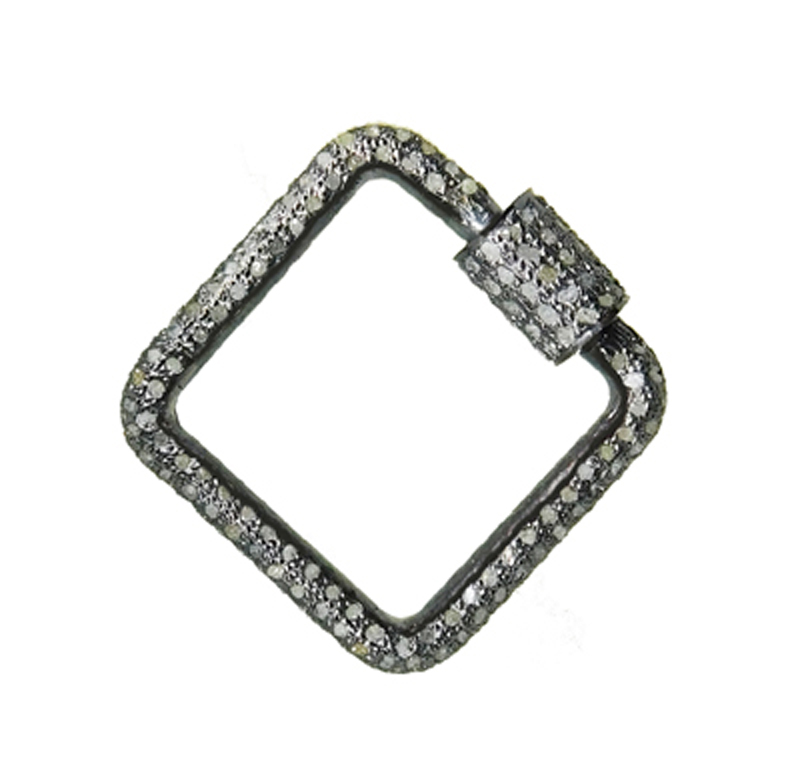 Square Shaped Pave Diamond Handmade Designer Clasp/Lobster