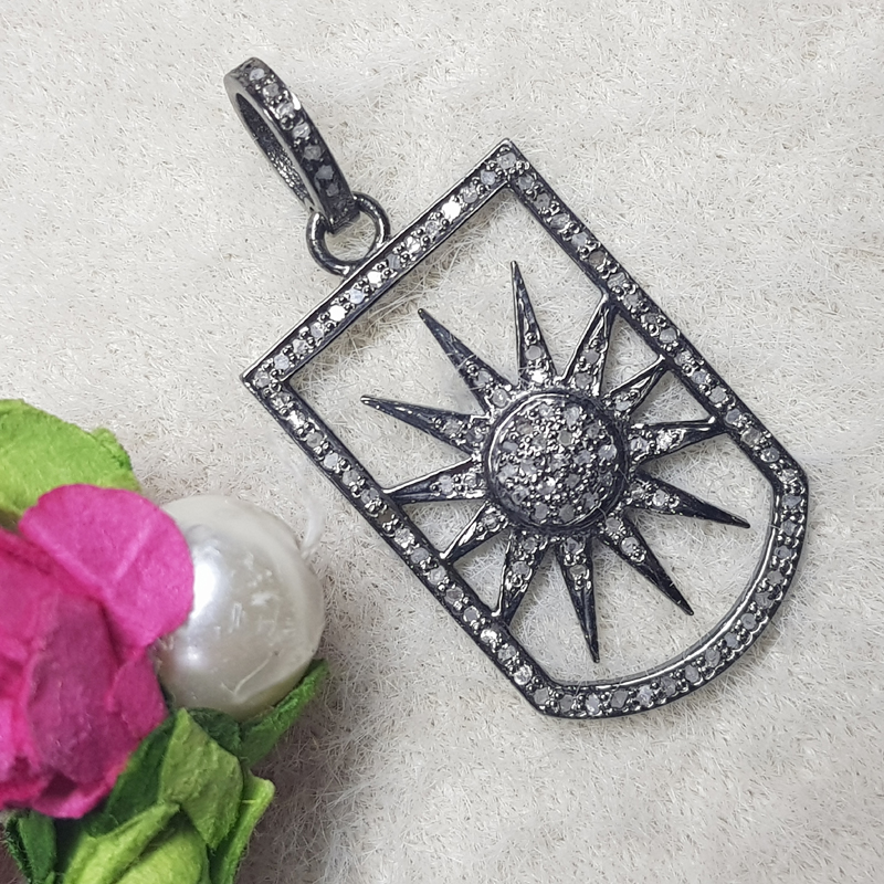 Fully Pave Diamond Handmade Designer Fancy Star Tag Pendant