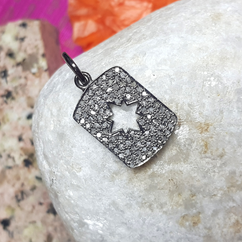 Pave Diamond Designer 925 Sterling Silver Handmade Star Tag Pendant