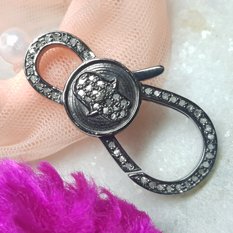 Pave Diamond Round Shaped Handmade Designer Clasp/Lobster