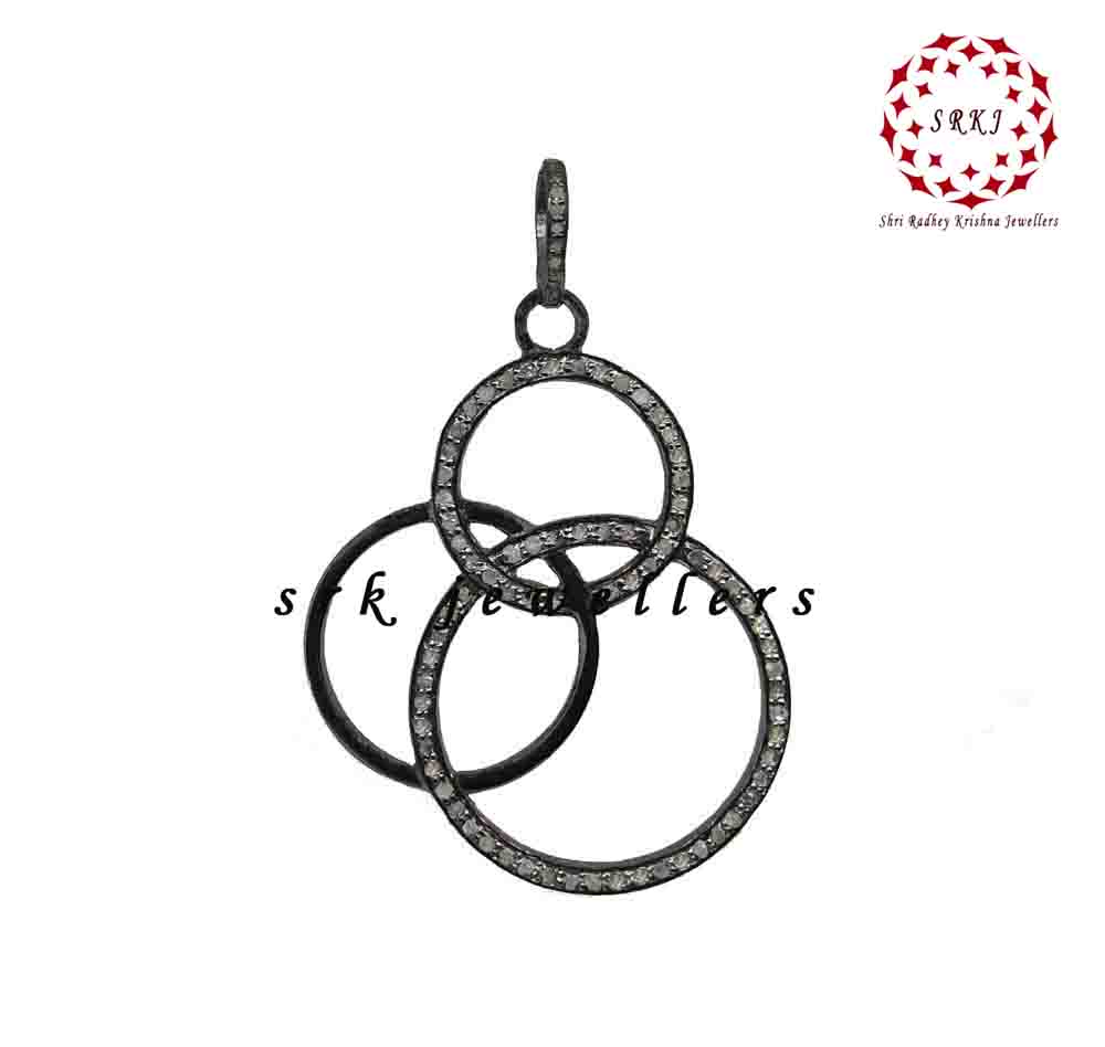 Three Layers Of Joined Circle 925 Sterling Silver Pendant