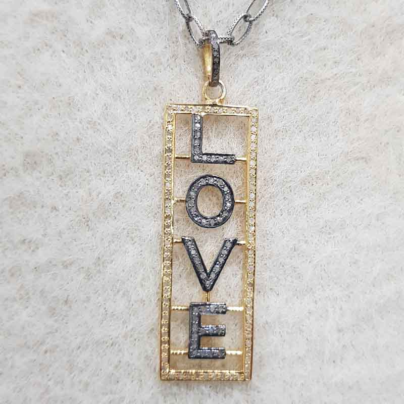 Yellow & Black Fancy Designer Handmade Style LOVE Pendent