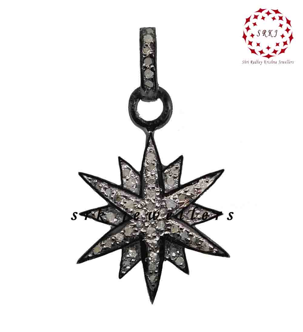 Attractive Pave Diamond Designer Star Burst Pendent