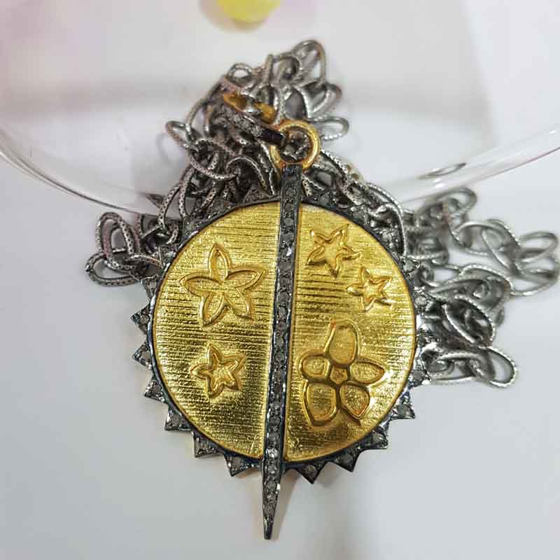 Yellow Beautiful Handmade Pave Diamond Pendent