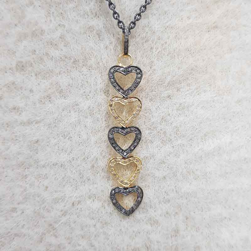 Attractive Pave Diamond Handmade Long Hanging Heart Pendent