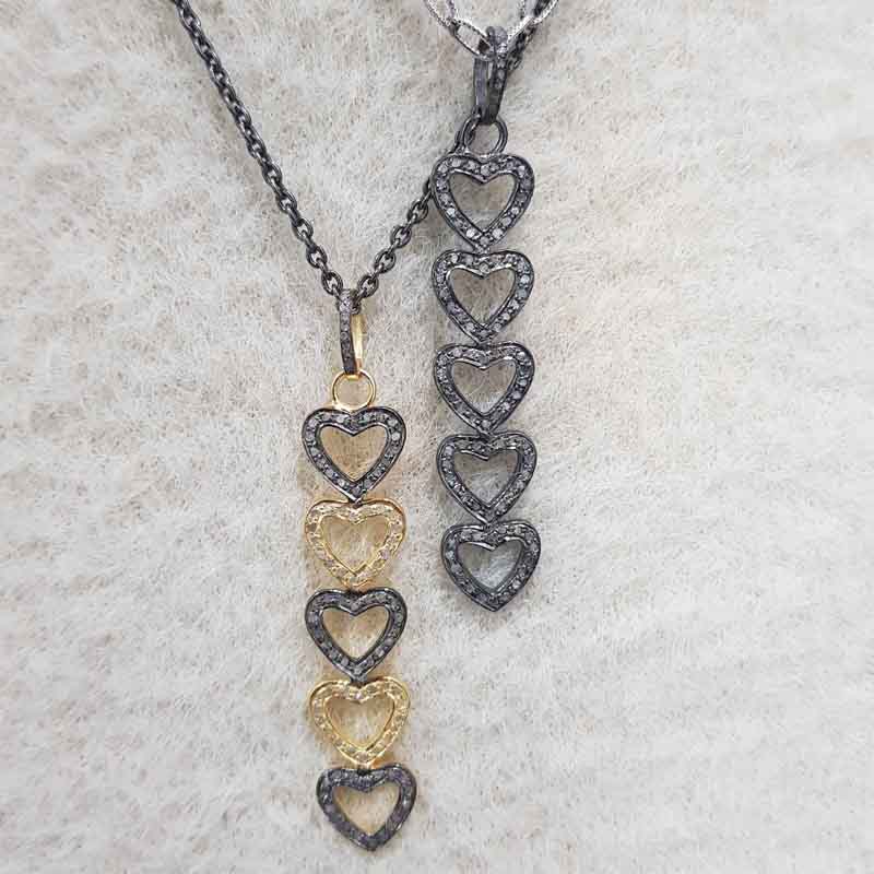 Attractive Pave Diamond Handmade Long Hanging Heart Pendent