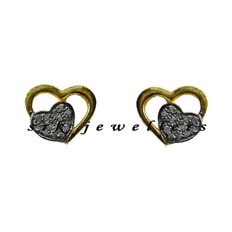 Heart Stud/Earring With Little Pave Diamond Heart