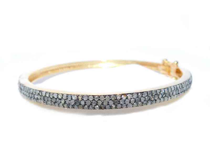 3 Layer 925 Sterling Silver Pave Diamond Bangle