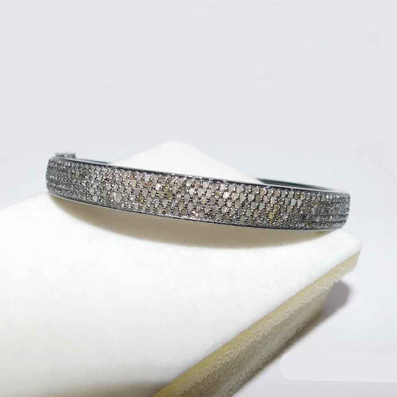 Handmade Pave Diamond 925 Silver Sterling Bracelet