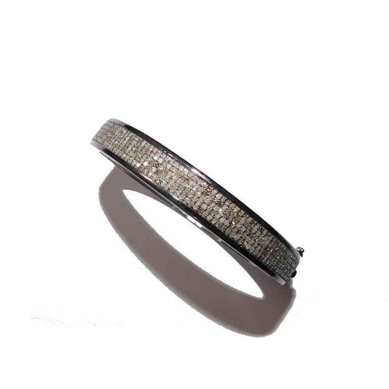 925 Sterling Silver Handmade Designer Pave Diamond Fancy Bracelet