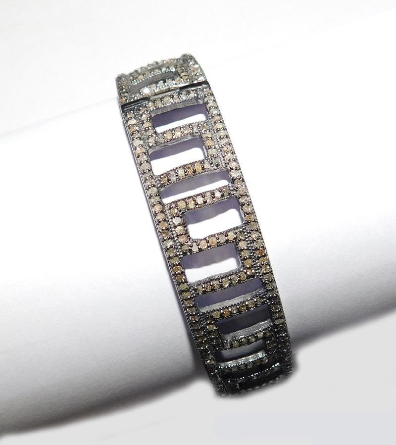 Pave Diamond 925 Sterling Silver Handmade S letter Bangle